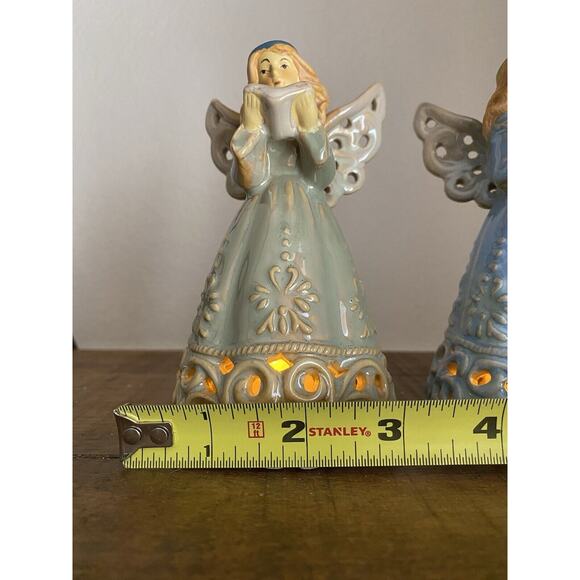 VINTAGE  1950's CERAMIC HEAVENLY ANGEL BELLS - Set of 2 - 5 1/2" Tall - Picture 13 of 13